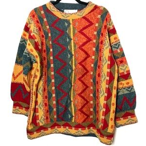 Vintage Annie Hall Colorful Block Sweater One Size‎